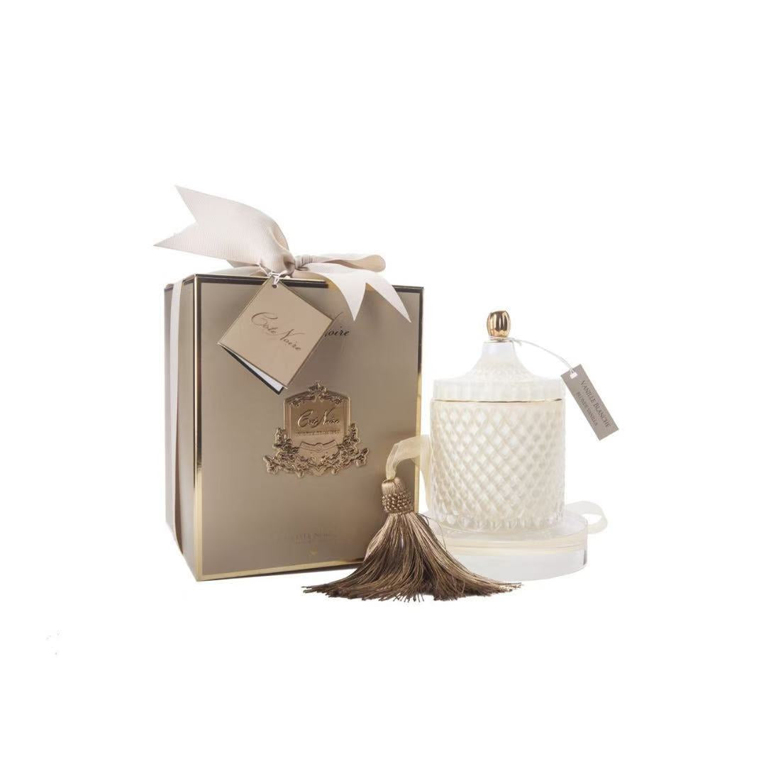 Cote Noire Grand Cream & Gold Art Deco Candle - Blonde Vanilla