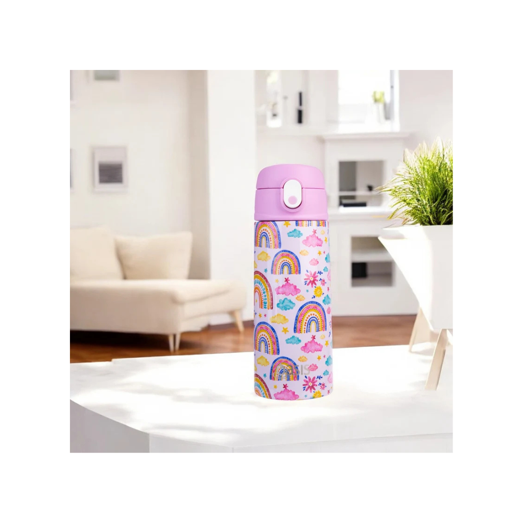 Oasis Double Wall Insulated Sipper Straw Kid's Drink Bottle - 550ml Rainbow Sky