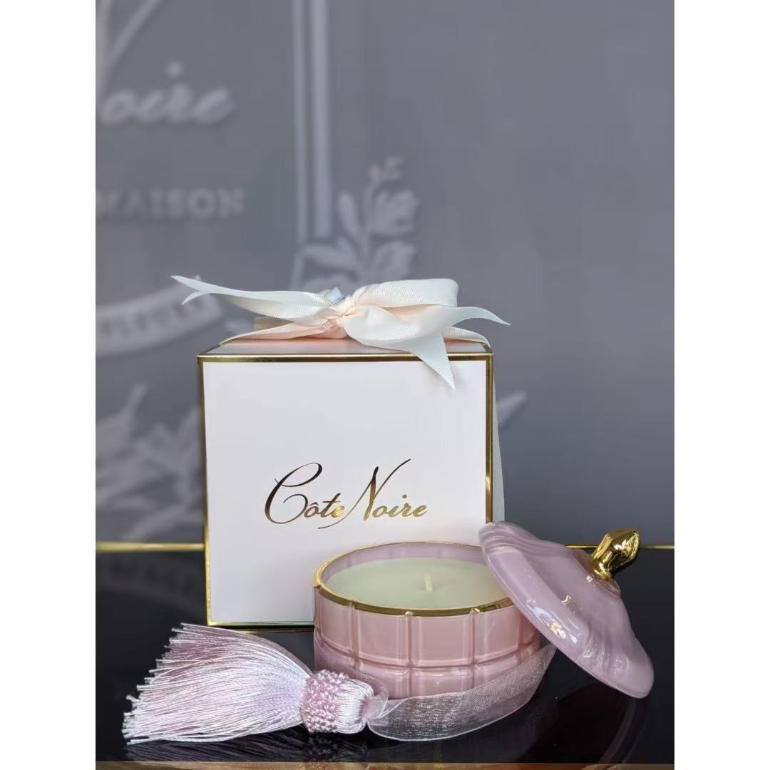 Cote Noire Art Deco Candle - Pink & Gold - Pink Champagne -200g