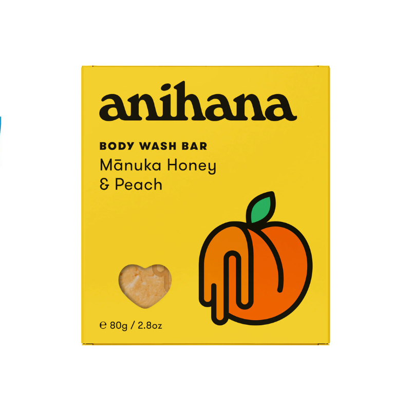 Anihana Body Wash Bar Mānuka Honey & Peach 80g