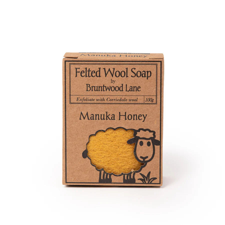 Bruntwood Lane Felted Wool Soap 100gm - Manuka Honey