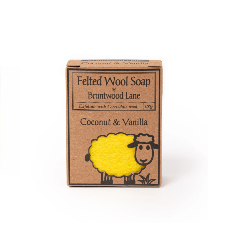 Bruntwood Lane Felted Wool Soap 100gm - Coconut & Vanilla