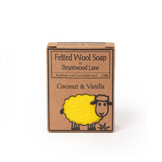 Bruntwood Lane Felted Wool Soap 100gm - Coconut & Vanilla