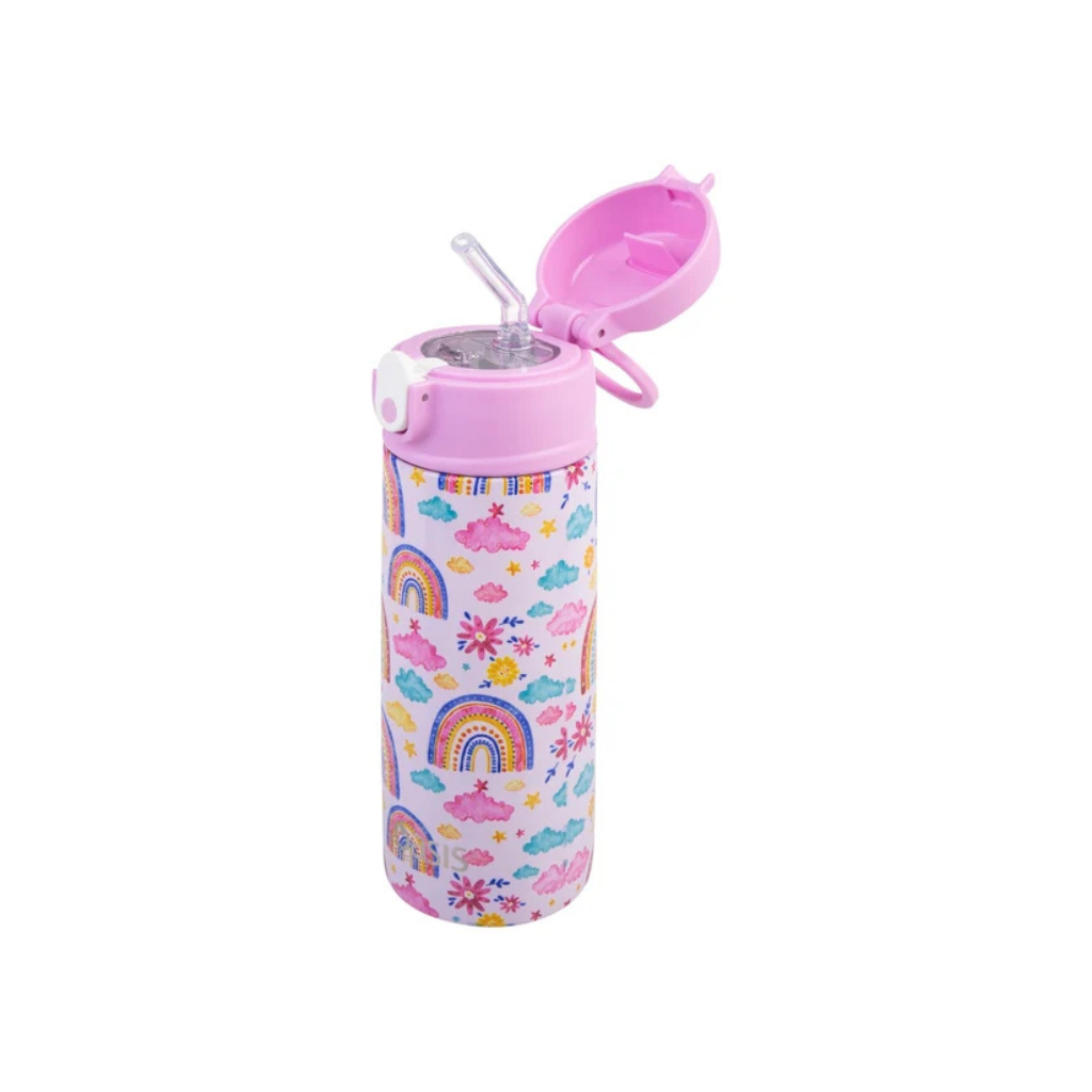 Oasis Double Wall Insulated Sipper Straw Kid's Drink Bottle - 550ml Rainbow Sky