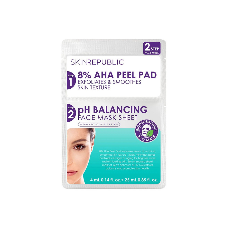Skin Republic 2 Step AHA Peel Pad + pH Balancing Face Mask