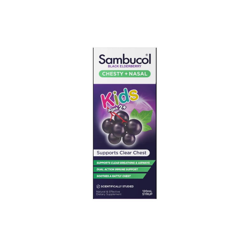 Sambucol Black Elderberry Kids Chesty + Nasal Soothing Syrup 120ml