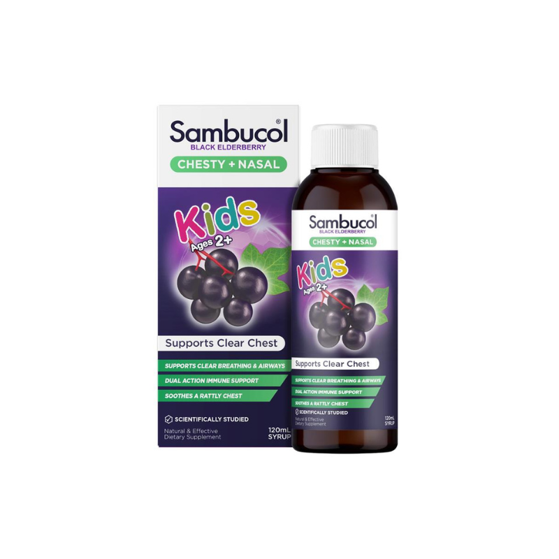 Sambucol Black Elderberry Kids Chesty + Nasal Soothing Syrup 120ml