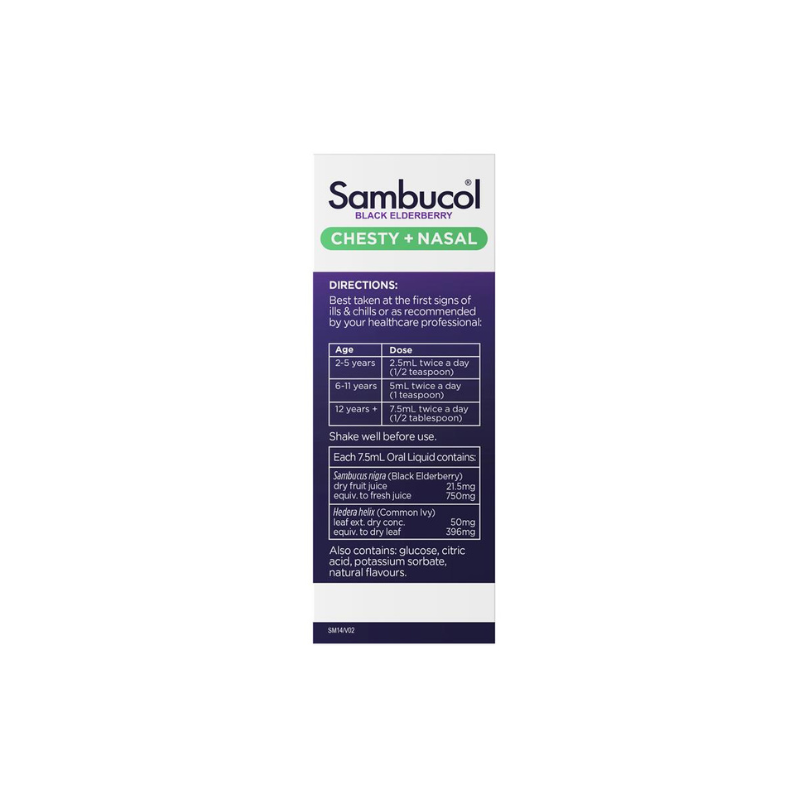 Sambucol Black Elderberry Kids Chesty + Nasal Soothing Syrup 120ml