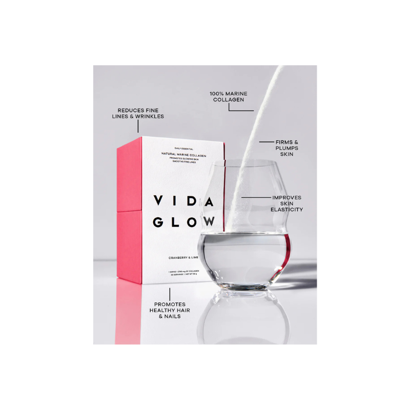 Vida Glow Natural Marine Collagen Sachets - Cranberry & Lime