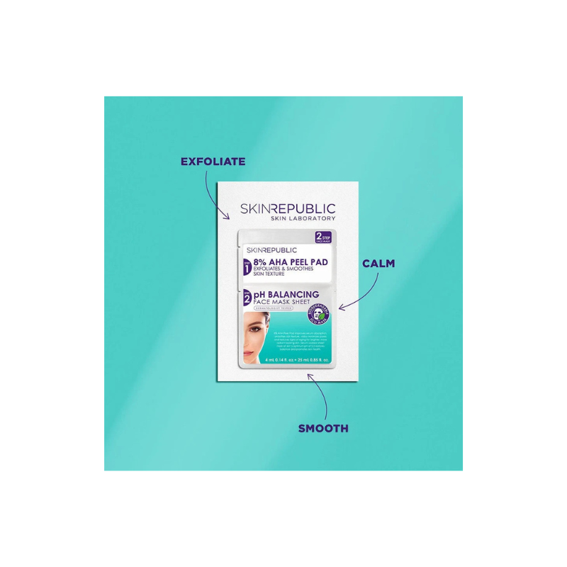 Skin Republic 2 Step AHA Peel Pad + pH Balancing Face Mask