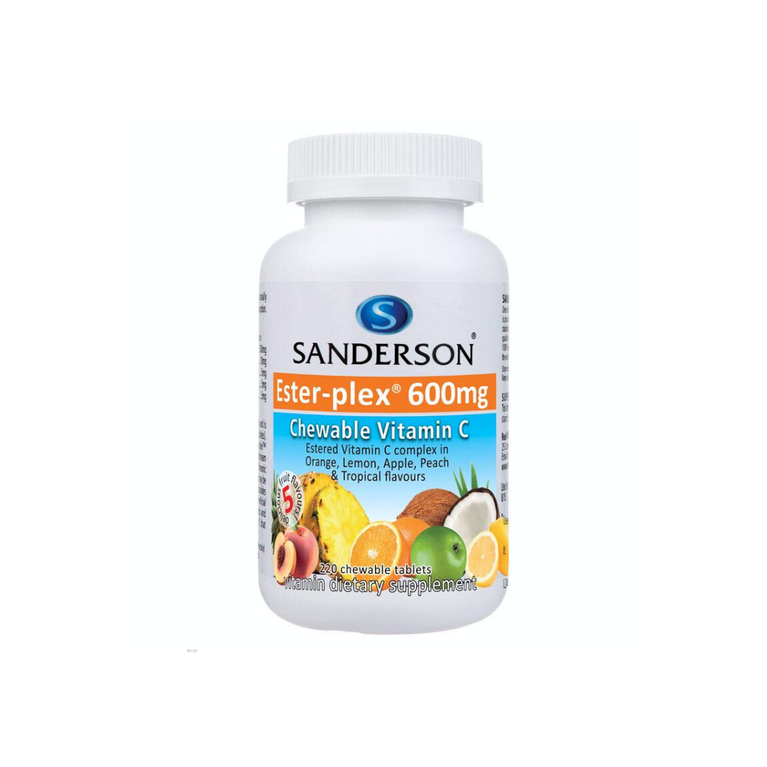Sanderson Ester-plex Vitamin C 600mg 5 Fruit Flavours Chewable 220 Tablets