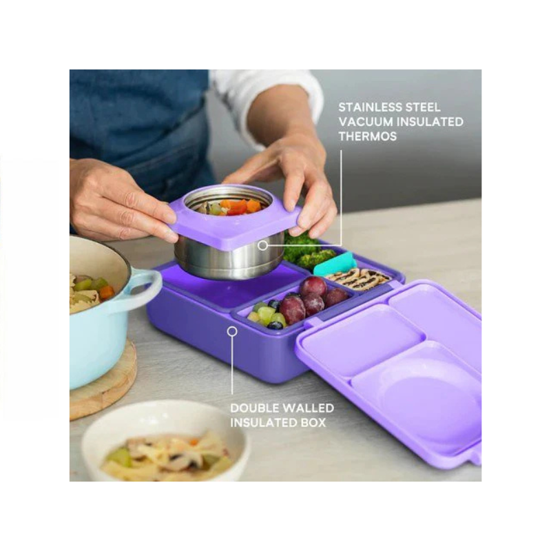 OmieBox Insulated Bento Lunch Box for Kids – Hot & Cold Lunchbox with Thermos