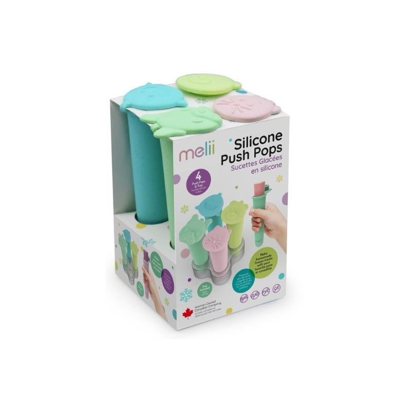 Melii Silicone Push Pops - 4 Pack with Tray
