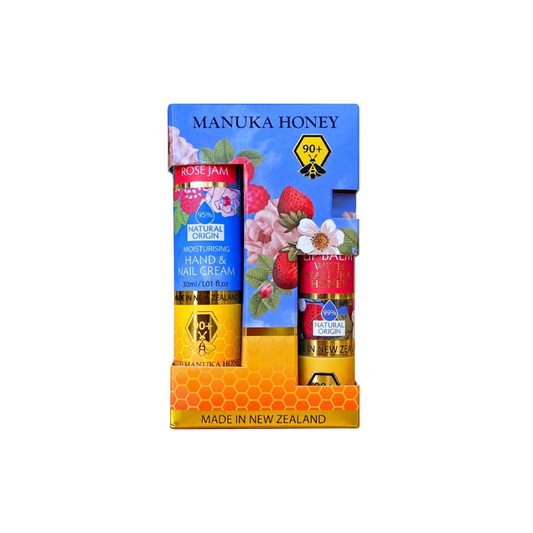 The Natural Land Raspberry Rose Jam Hand Cream & Strawberry Lip Balm Set