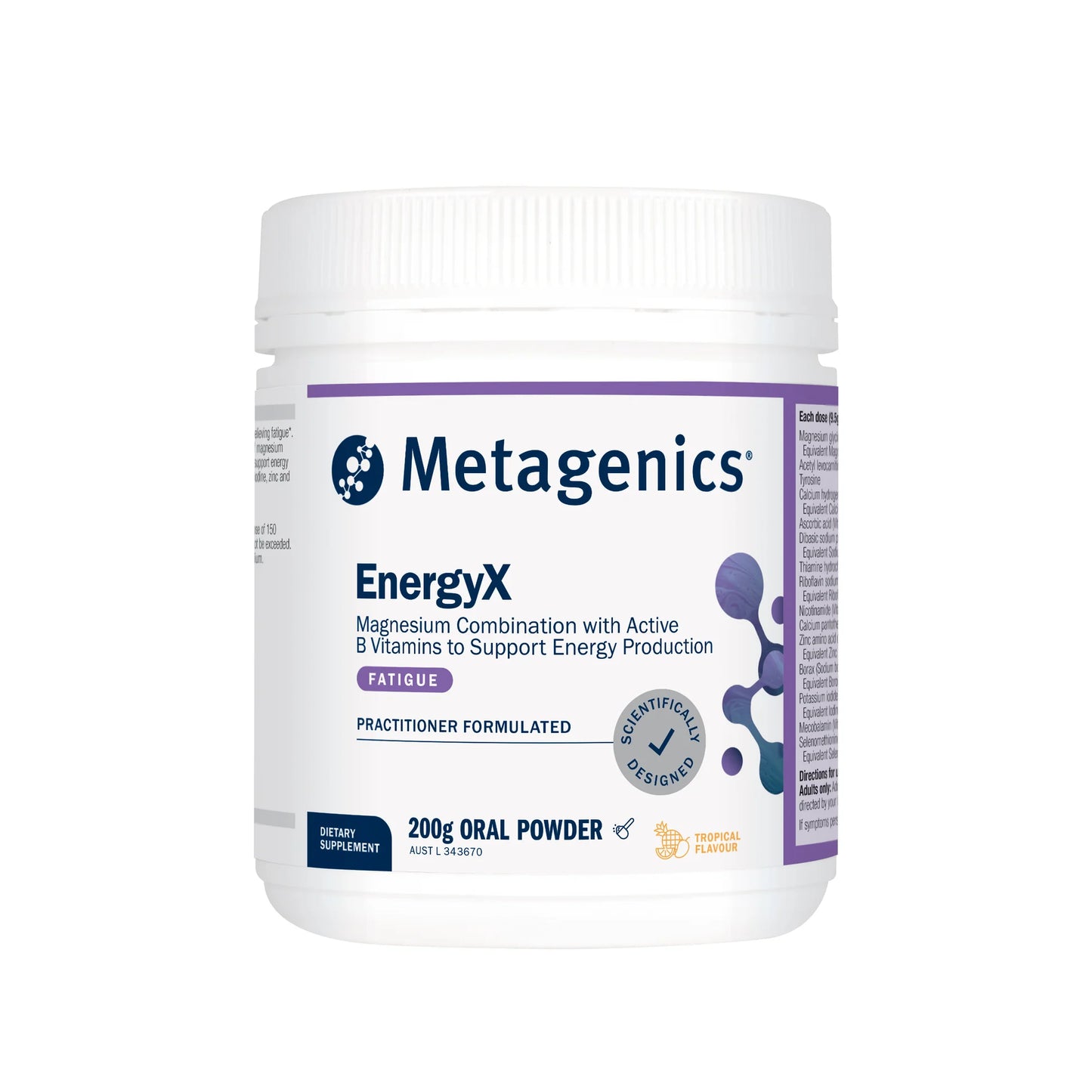 Metagenics EnergyX Tropical 200g Powder for Energy