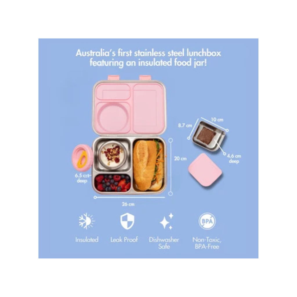 Nudie Rudie The Hot n Cold Hero Box Stainless Steel Lunchbox - Pink