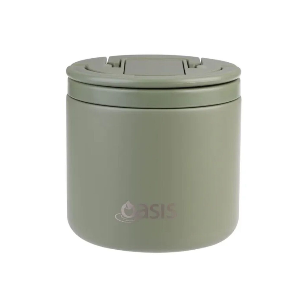 Oasis Lid & Fork Food Flask - 500ml Olive Green