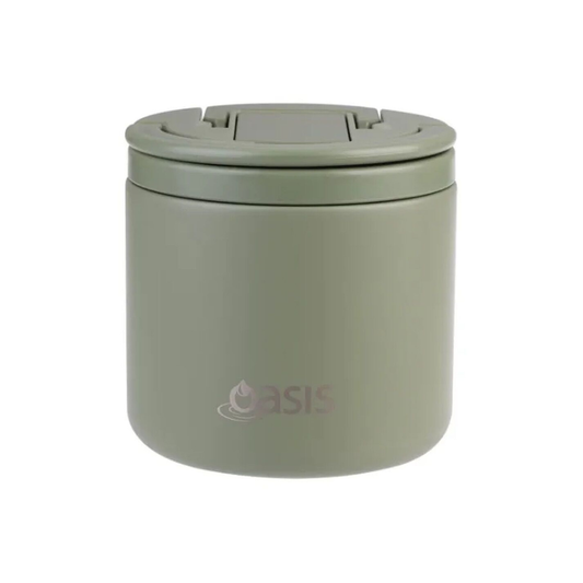Oasis Lid & Fork Food Flask - 500ml Olive Green