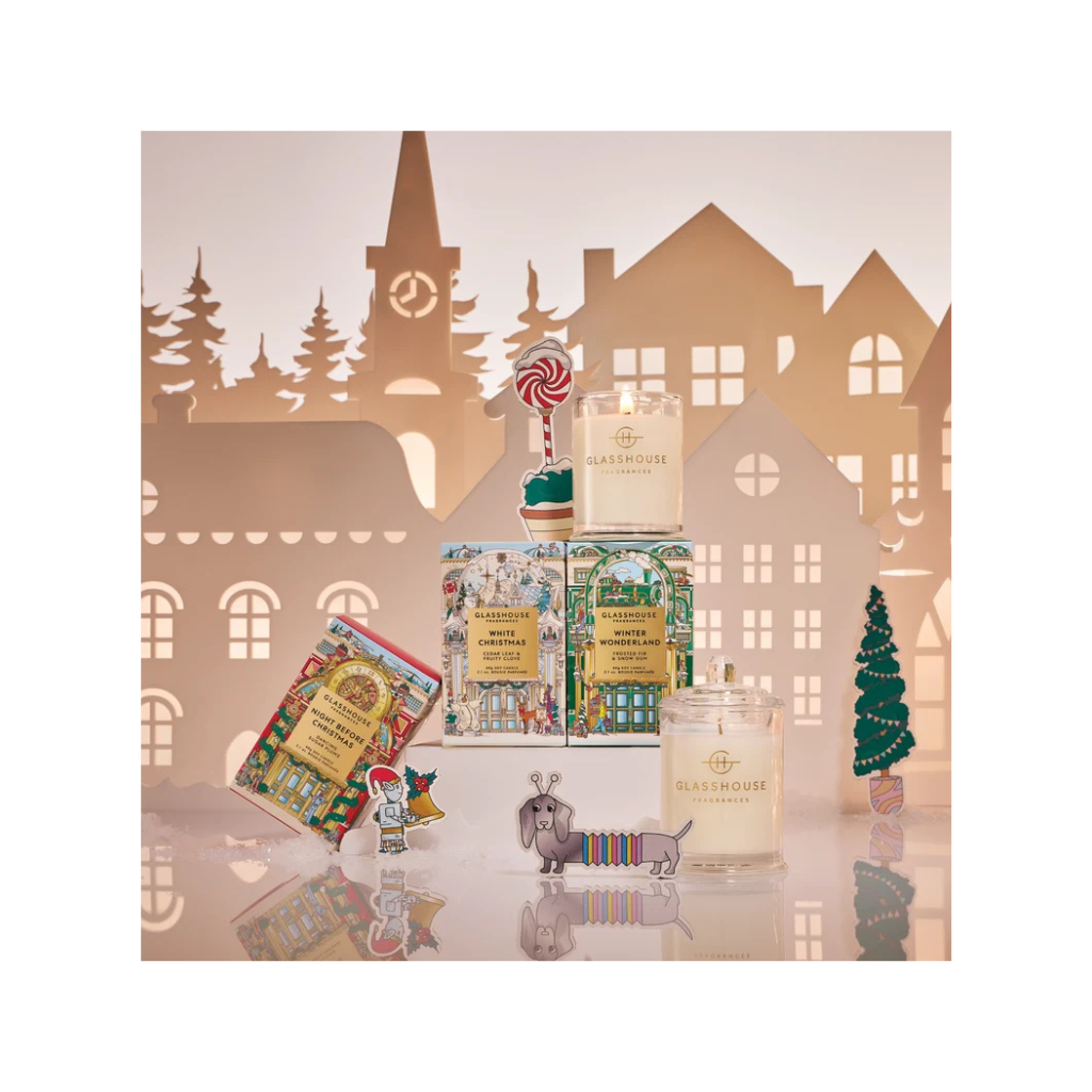 Glasshouse Winter Wonderland Night Before Christmas White Christmas Candle Trio 3pcs