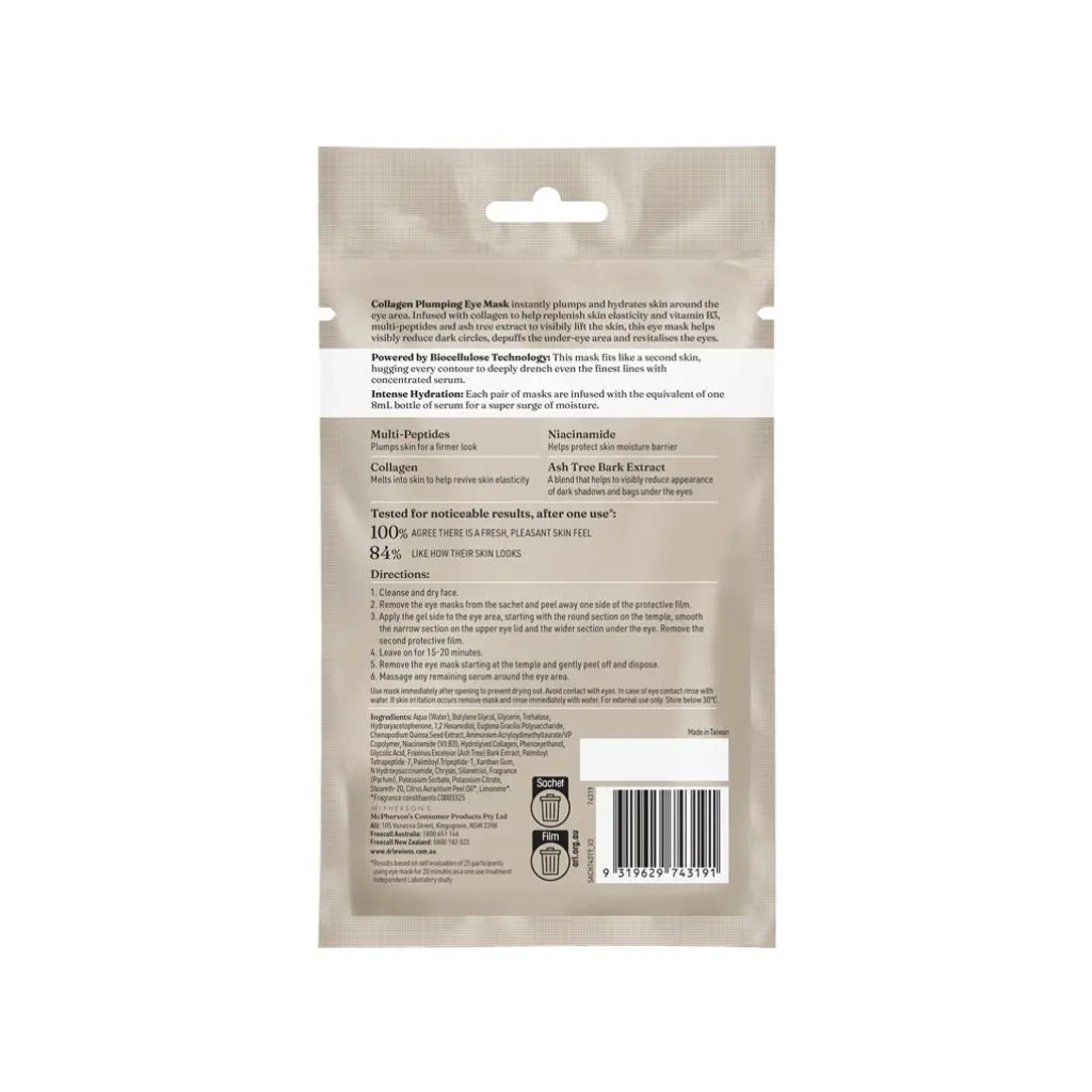 Dr. LeWinn's Plump + Lift Collagen Plumping Eye Mask 3 Pack