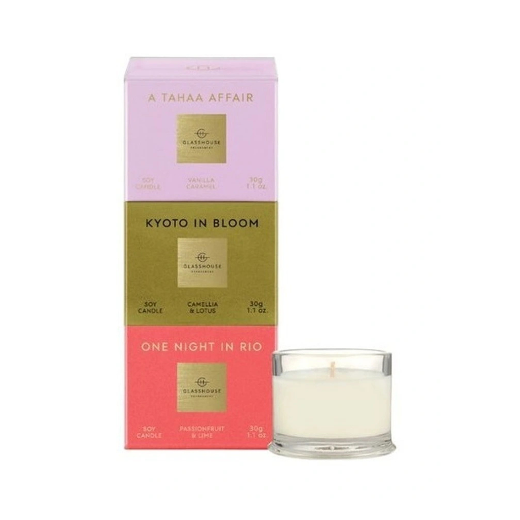 Glasshouse Fragrances Christmas - Most Coveted Trio 30g (Florever Floence, A Tahaa Affair, Kyoto in Bloom)