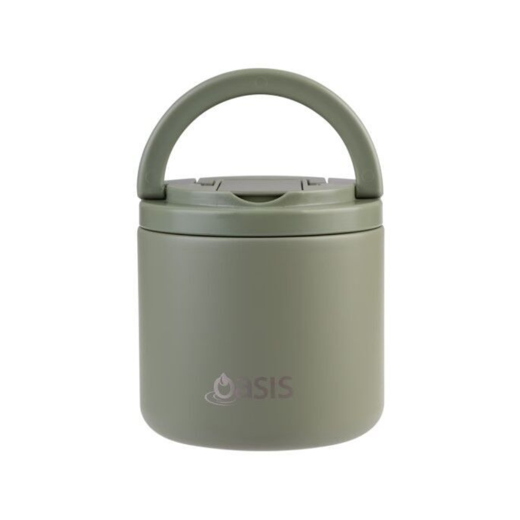 Oasis Lid & Fork Food Flask - 500ml Olive Green