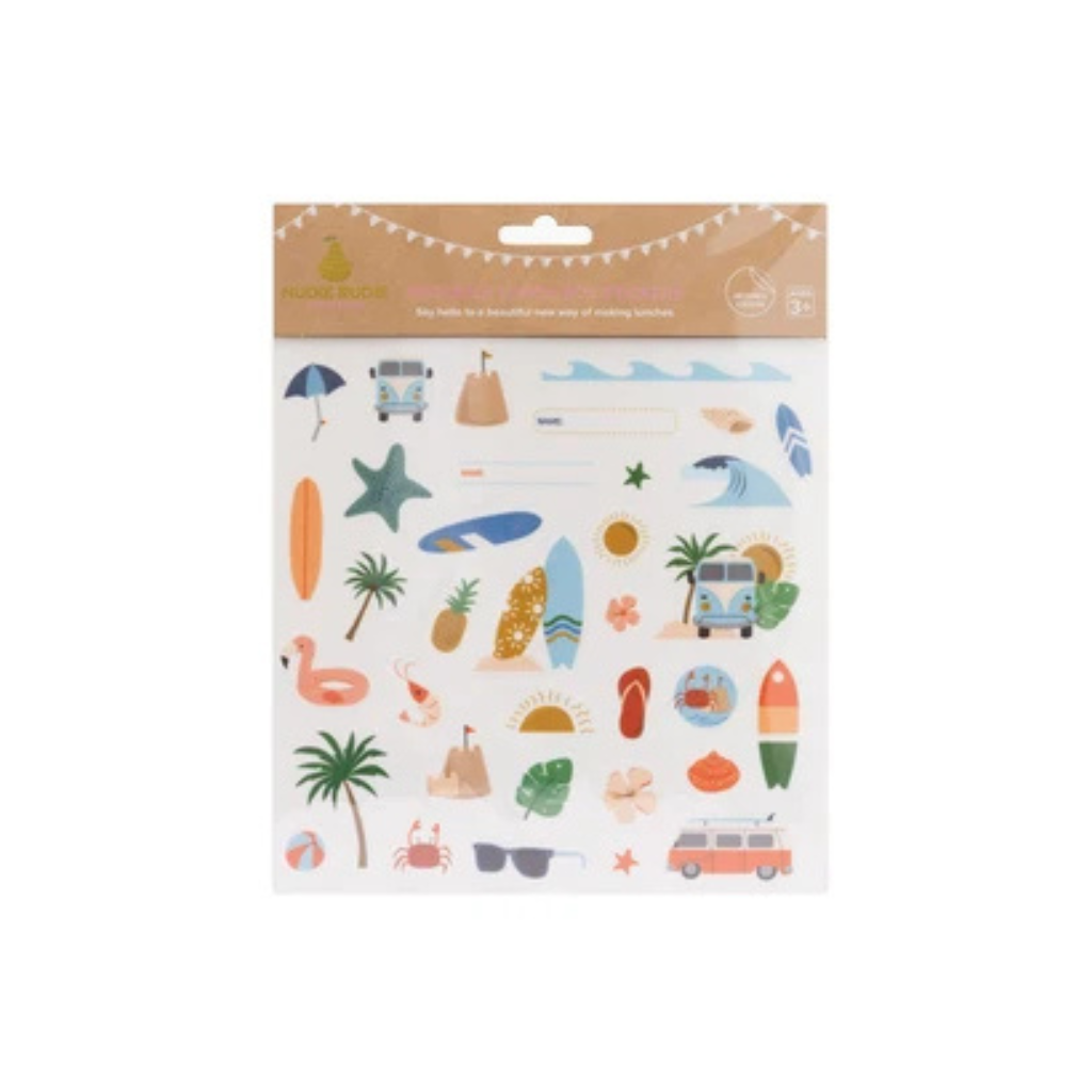 Nudie Rudie Reusable Lunch Box Stickers - Surf's Up