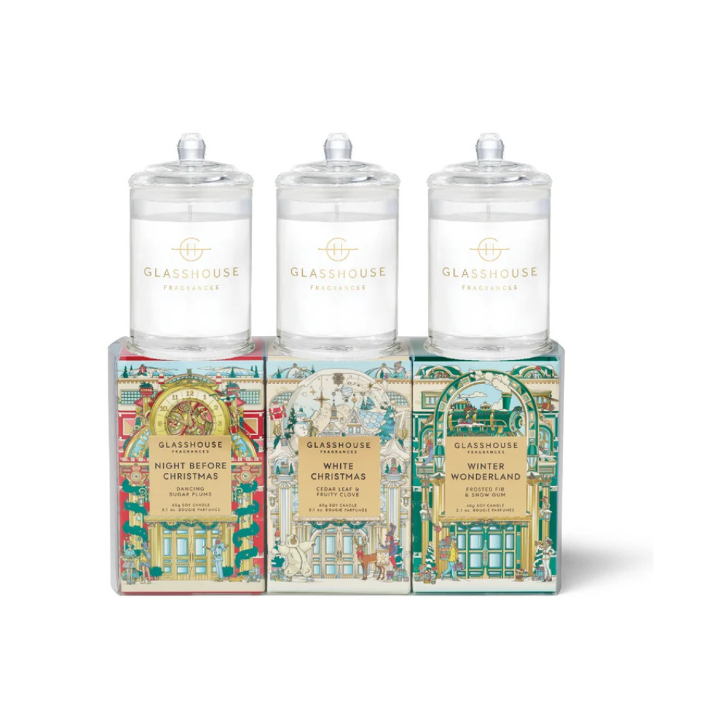 Glasshouse Winter Wonderland Night Before Christmas White Christmas Candle Trio 3pcs
