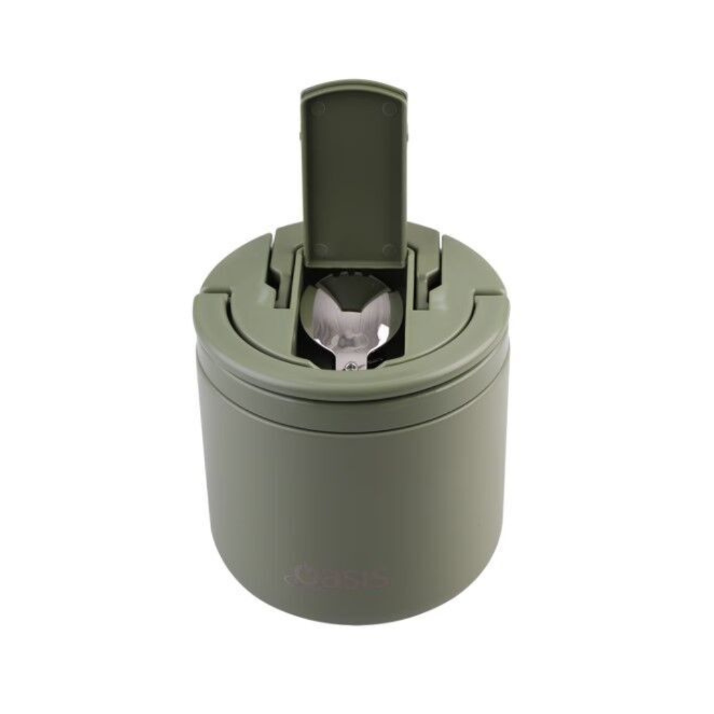 Oasis Lid & Fork Food Flask - 500ml Olive Green