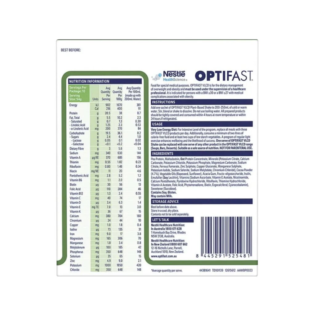 Optifast VLCD Plant Based Shake Chocolate 10 x 54g