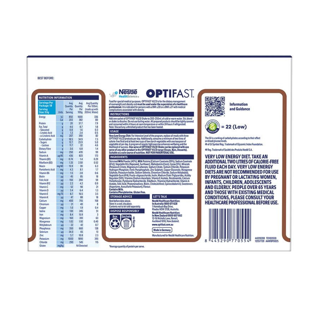 Optifast VLCD Shake Chocolate 18 x 53g