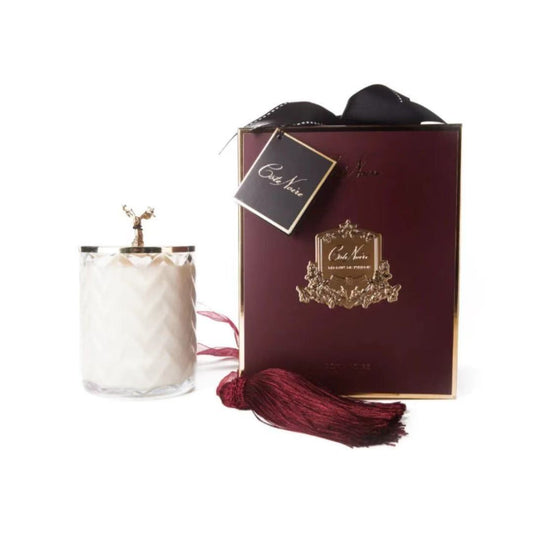 Cote Noire XMAS REINDEER LID & RED Herringbone Candle With Tassel & perfume Spray - FRENCH MACARON