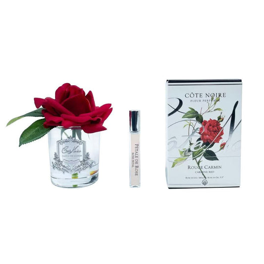 Côte Noire Perfumed Natural Touch Single Rose - Clear - Carmine Red