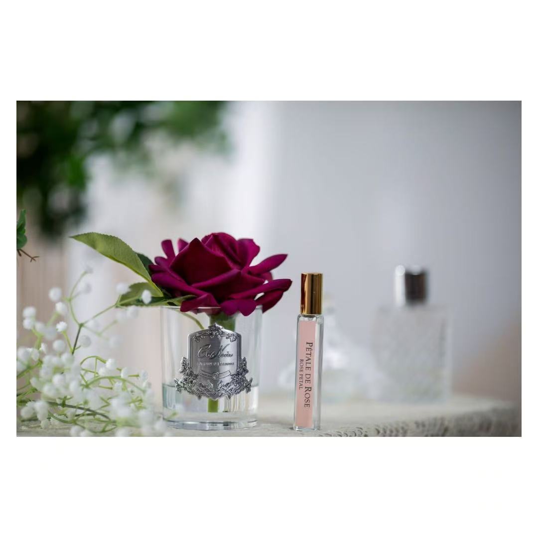 Côte Noire Perfumed Natural Touch Single Rose - Clear - Carmine Red