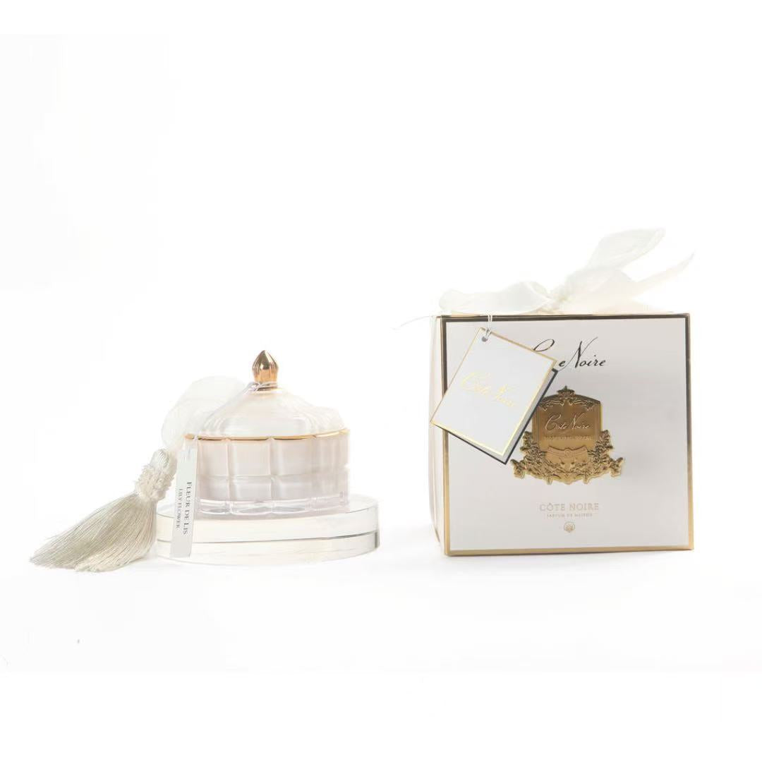 Cote Noire Art Deco Candle - White & Gold - Jasmine Flower Tea 200g